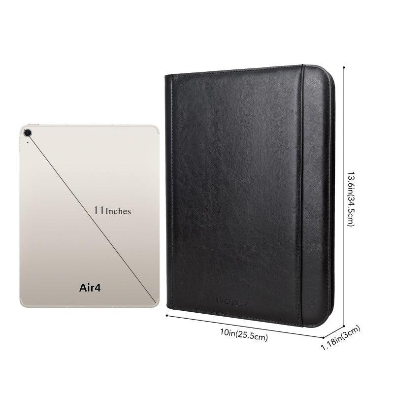 IVESIGN Faux Leather Portfolio Padfolio Organizer with Calculator, Writing Pad, Zipper Closure, Tablet Sleeve, Clipboard with Storage, Document Organizer, Business Card Holder, Note Pads-Black - Image 2